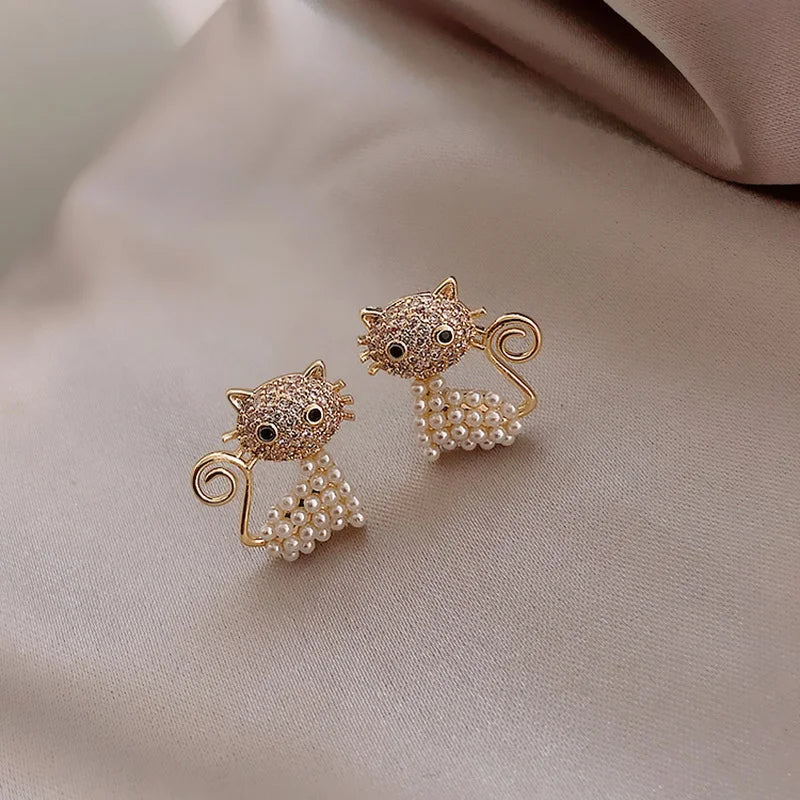 Cat Pearl Earrings for Women - Perfect Gift