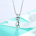 Load image into Gallery viewer, 925 sterling silver cute cat pendant necklace on gift box - Bridal Jewelry elegant long chain necklace for cat lovers -Littlepawgive