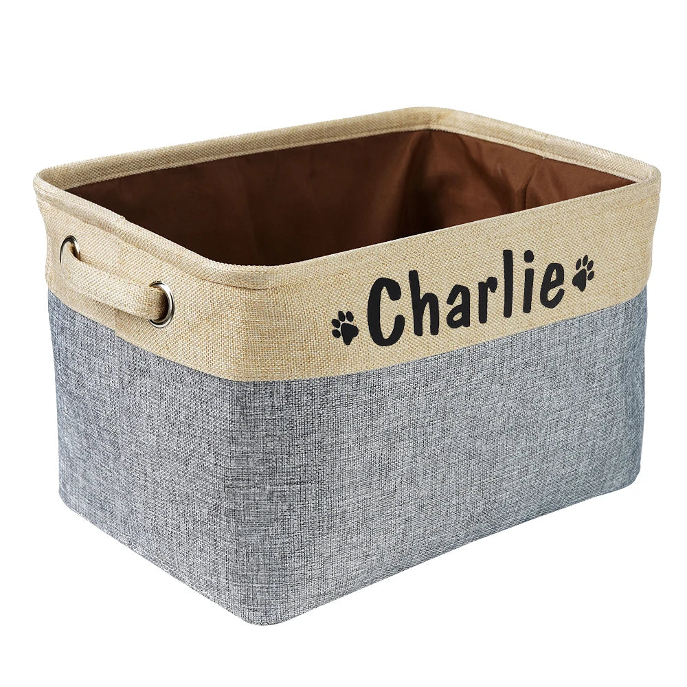 Custom Dog Toy Basket with Personalized Name Print