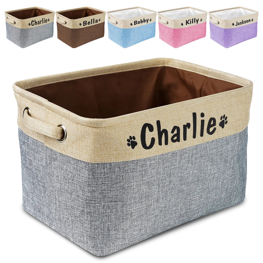 Custom Dog Toy Basket with Personalized Name Print