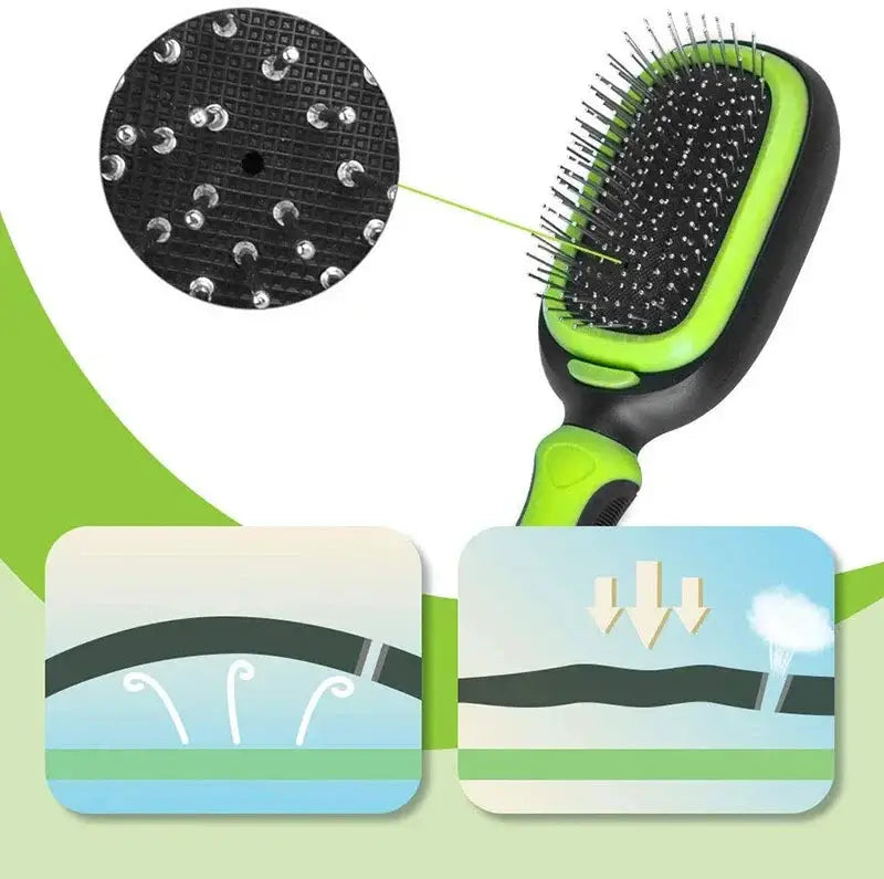 5-in-1 pet grooming kit brush with ergonomic handle and dematting features for dogs and cats.