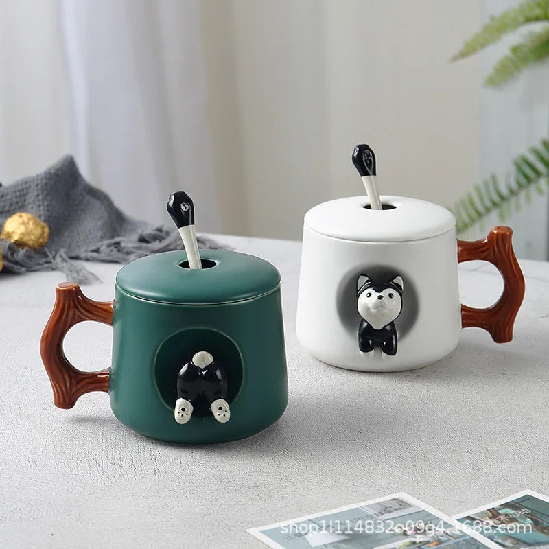 Adorable Husky Shiba Ceramic Mug Set for Dog Lovers