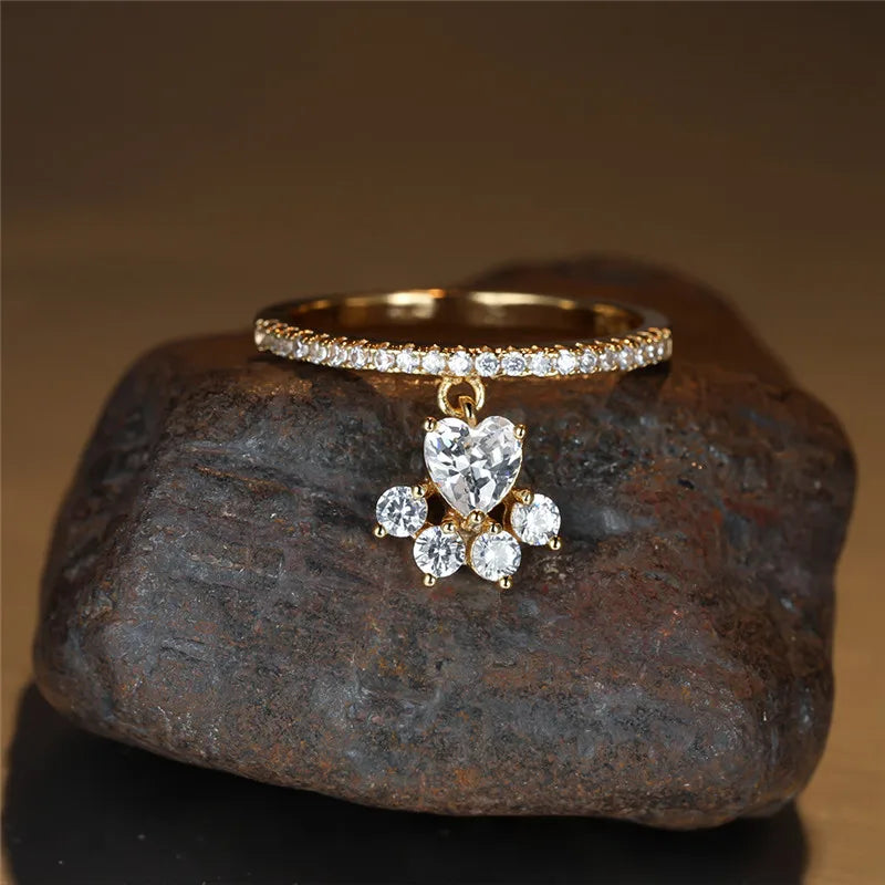 Charming Cat Paw & Dog Claw Zircon Ring for Women