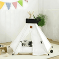 Load image into Gallery viewer, Littlepawgive Pet Teepee Tent indoor dog house and cat bed featuring a cozy design with a small dog resting inside, perfect for home decor.