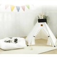Load image into Gallery viewer, Littlepawgive Pet Teepee Tent Indoor Puppy House & Cat Bed beside fluffy pet bed with a small dog resting in stylish home decor.