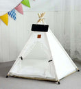 Load image into Gallery viewer, Littlepawgive Pet Teepee Tent - Indoor Puppy House & Cat Bed, providing a stylish and cozy retreat for pets with a white canvas design.