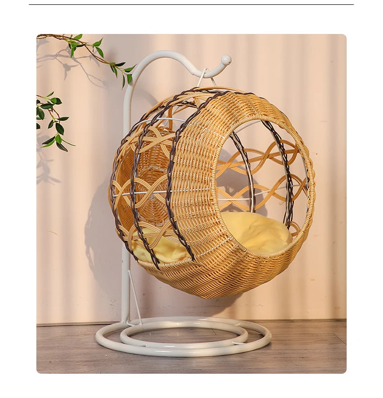 Luxurious Rattan Cat Cradle Bed – Ultimate Comfort for Your Pet