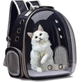 Load image into Gallery viewer, Fluffy white cat in a transparent capsule bubble pet carrier backpack from Littlepawgive perfect for stylish pet travel