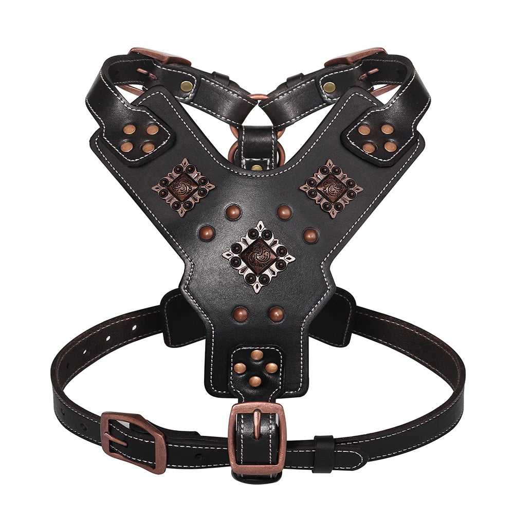 Premium Leather Dog Harness for Medium & Large Breeds