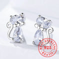 Load image into Gallery viewer, Charming 925 Silver Cat Earrings - Sparkling Elegance