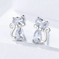 Load image into Gallery viewer, Charming 925 Silver Cat Earrings - Sparkling Elegance