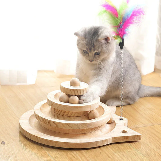 Wooden Cat Toy Tower - Engage & Entertain