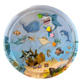 Load image into Gallery viewer, Colorful ocean-themed round water mat with marine animals for pet playtime.