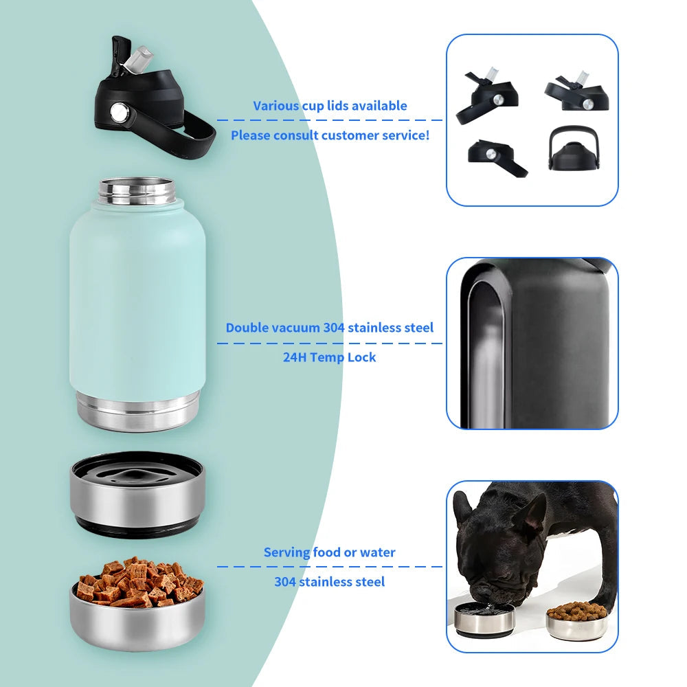 3-in-1 Stainless Steel Pet Travel Bottle