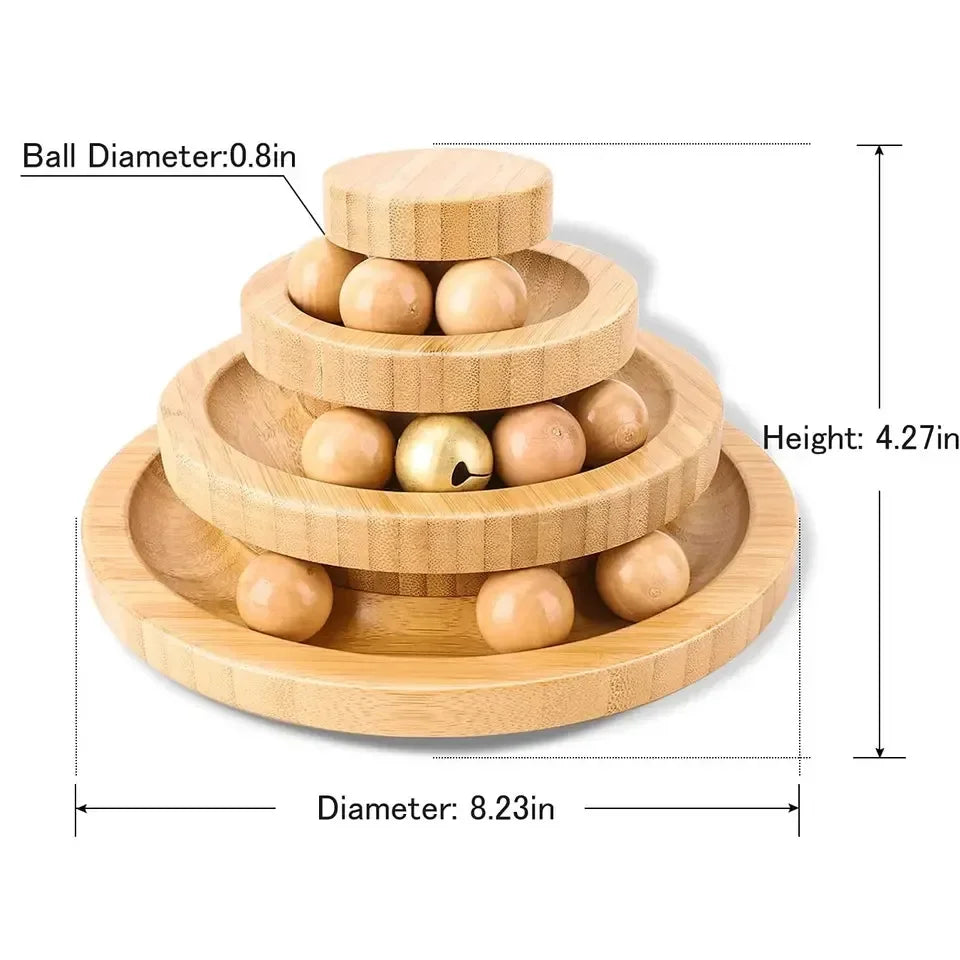 Bamboo Cat Play Tower with Rotating Balls