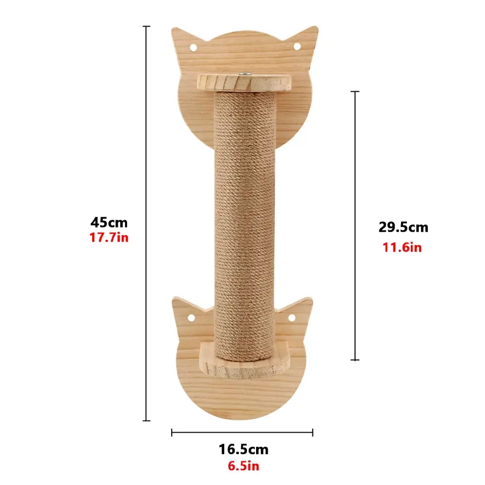 Wall Mounted Solid Wooden Cat Climbing Frame with Sisal Scratching Post Rope Ladder Double Jumping Platform Furniture
