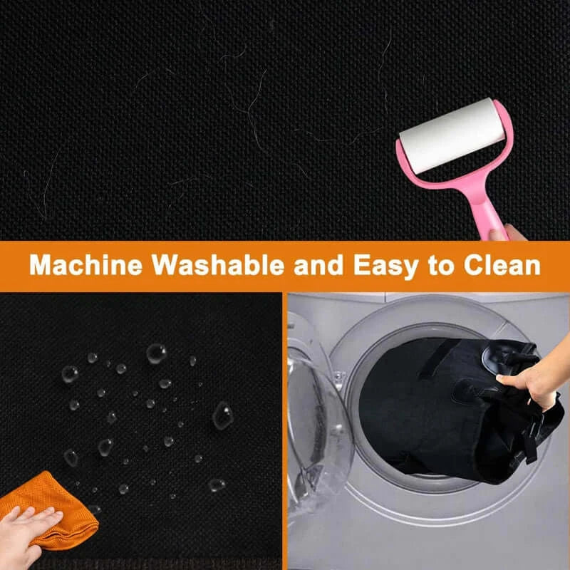 Machine washable and easy-to-clean tear-resistant dog trunk cover mat with water and pet hair removal features.