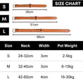 Load image into Gallery viewer, Size chart for Heavy-Duty Leather Dog Collar with Airtag Holder showing measurements and weight recommendations for S, M, and L sizes.