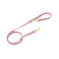 Load image into Gallery viewer, Light pink leather cat leash with gold hardware for enhanced safety and style. Perfect for outdoor adventures with your cat.