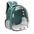 Load image into Gallery viewer, Transparent capsule bubble pet carrier backpack in green with breathable mesh panel for cats and small dogs-littlepawgive