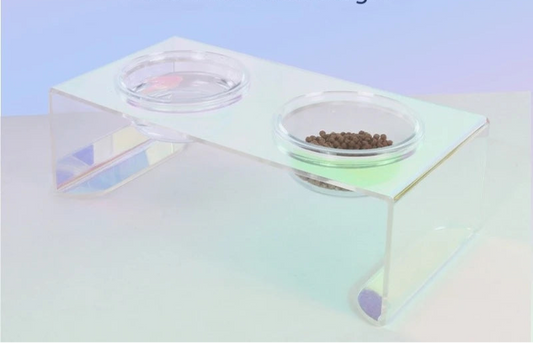 Iridescent Anti-Spill Pet Bowl Set - Elevated Comfort