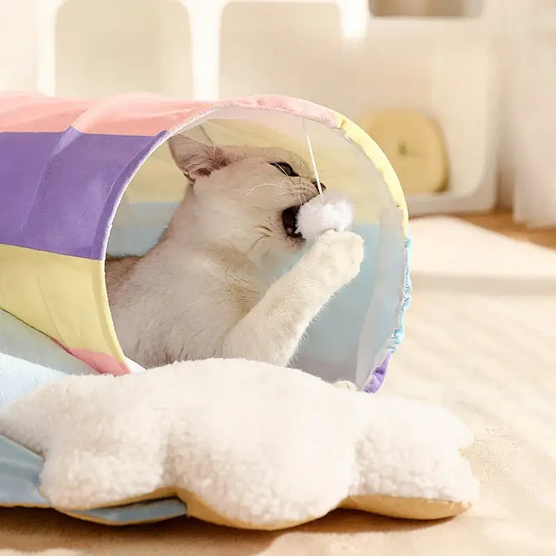 Rainbow Tunnel Cat Nest - Play & Rest Haven