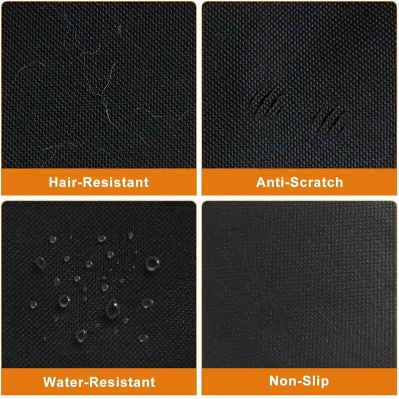 Features of the tear-resistant dog trunk cover mat: hair-resistant, anti-scratch, water-resistant, and non-slip surfaces.