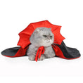 Load image into Gallery viewer, Cat wearing a black and red vampire cloak pet costume for Halloween cosplay.