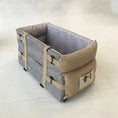 Load image into Gallery viewer, Comfort dog car seat with adjustable straps for safe and cozy pet travel in stylish gray and beige design.