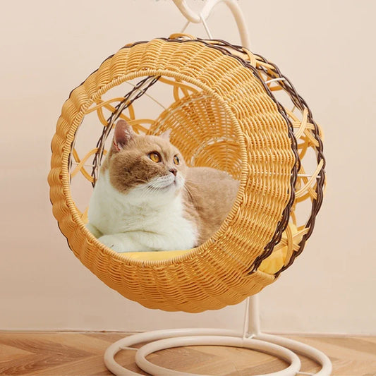 Luxurious Rattan Cat Cradle Bed – Ultimate Comfort for Your Pet