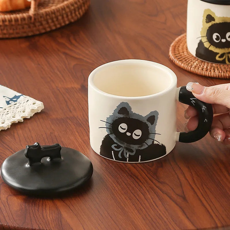 Cat Ceramic Mug with Lid - Perfect Gift