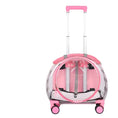 Load image into Gallery viewer, Transparent pink cat trolley case, multi-purpose pet carrier with wheels and backpack straps for travel.