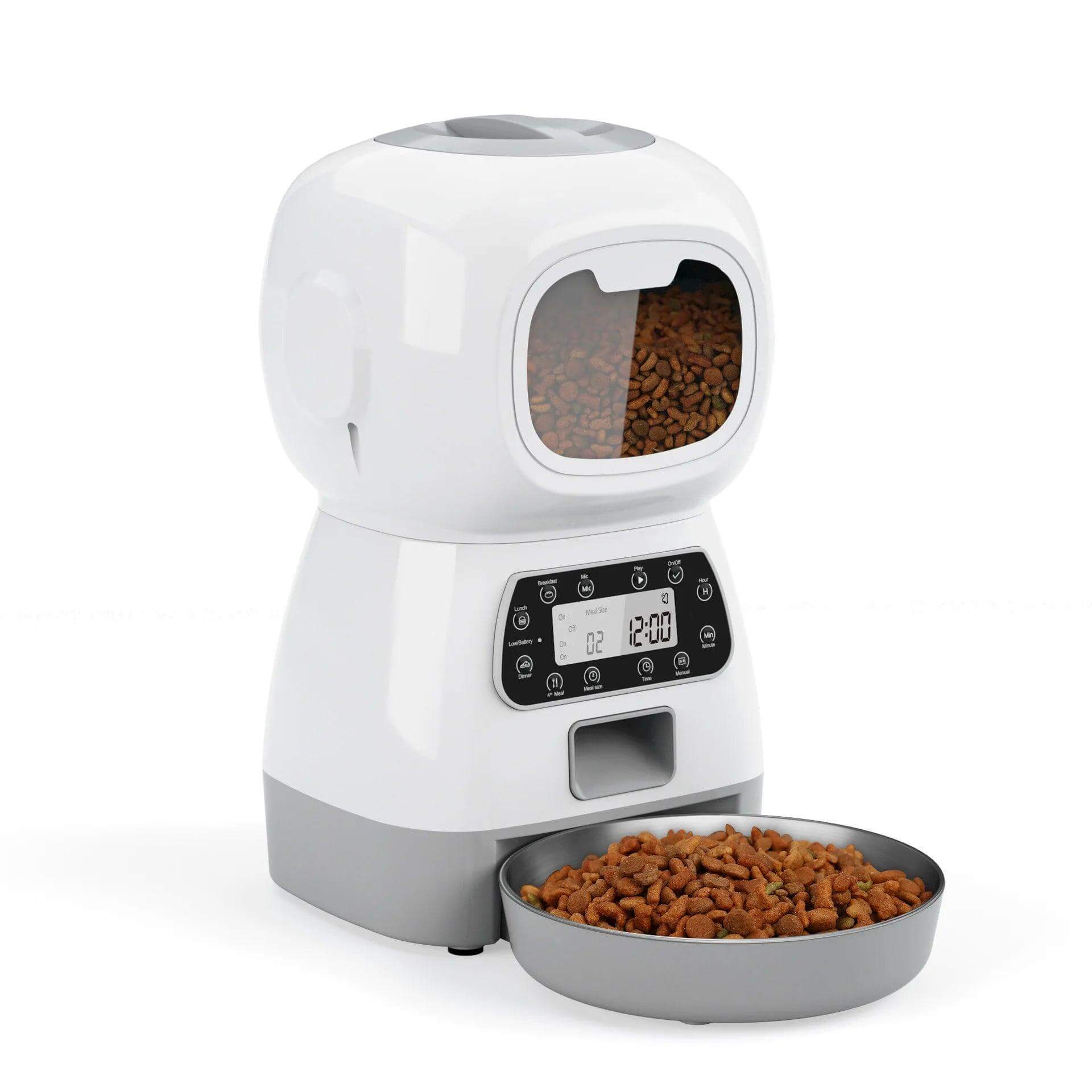 Automatic pet feeder with digital timer serving dry food Smart remote-controlled pet feeder by littlepawgive for precise feeding schedules