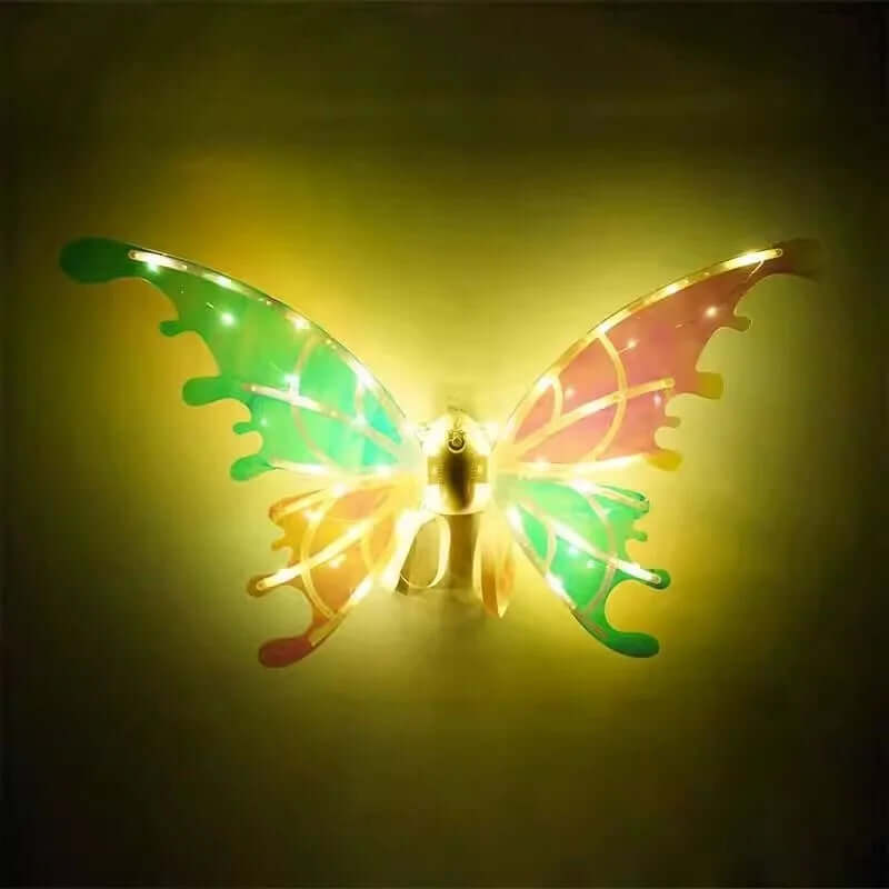 Electric butterfly wings for dogs with colorful lights, perfect for pet costumes and special occasions.