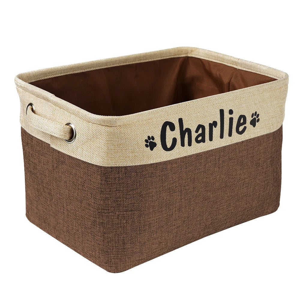 Custom Dog Toy Basket with Personalized Name Print