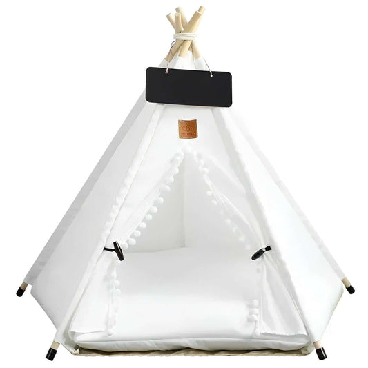 White Pet Teepee Tent for Indoor Cats and Small Dogs - Cozy and Stylish Pet House by Littlepawgive