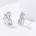 Load image into Gallery viewer, Charming 925 Silver Cat Earrings - Sparkling Elegance
