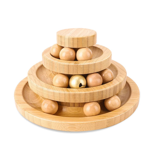 Bamboo Cat Play Tower with Rotating Balls
