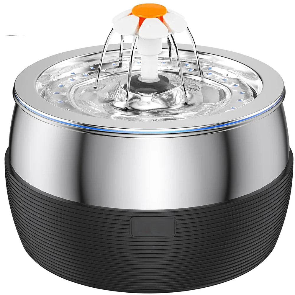 Stainless Steel Cat Fountain - 3L Automatic Pet Water Dispenser