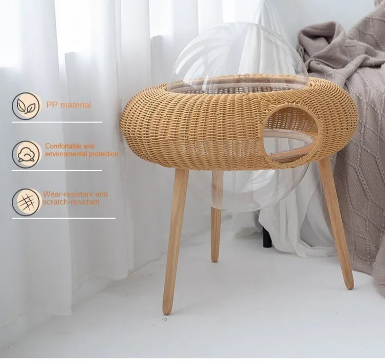 Space Capsule Rattan Cat Nest – Comfort for Your Feline