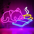 Load image into Gallery viewer, Charming Cat Reading Neon Sign - Perfect Wall Decor

