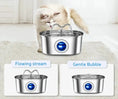 Load image into Gallery viewer, Stainless steel pet water fountain with flowing stream and gentle bubble features, enhancing pet hydration experience.
