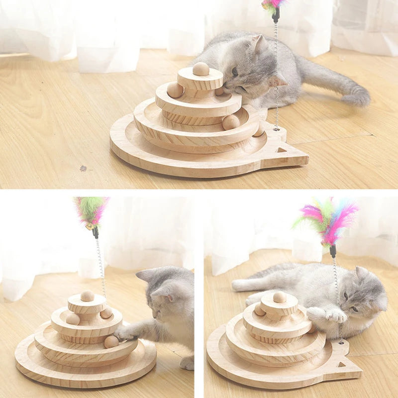 Wooden Cat Toy Tower - Engage & Entertain