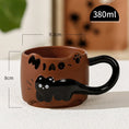 Load image into Gallery viewer, Vintage Cat Ceramic Breakfast Cup, 380ml Stacked Mug Cute Dormitory Coffee Home Drinking Cup Birthday Gift Drinkware
