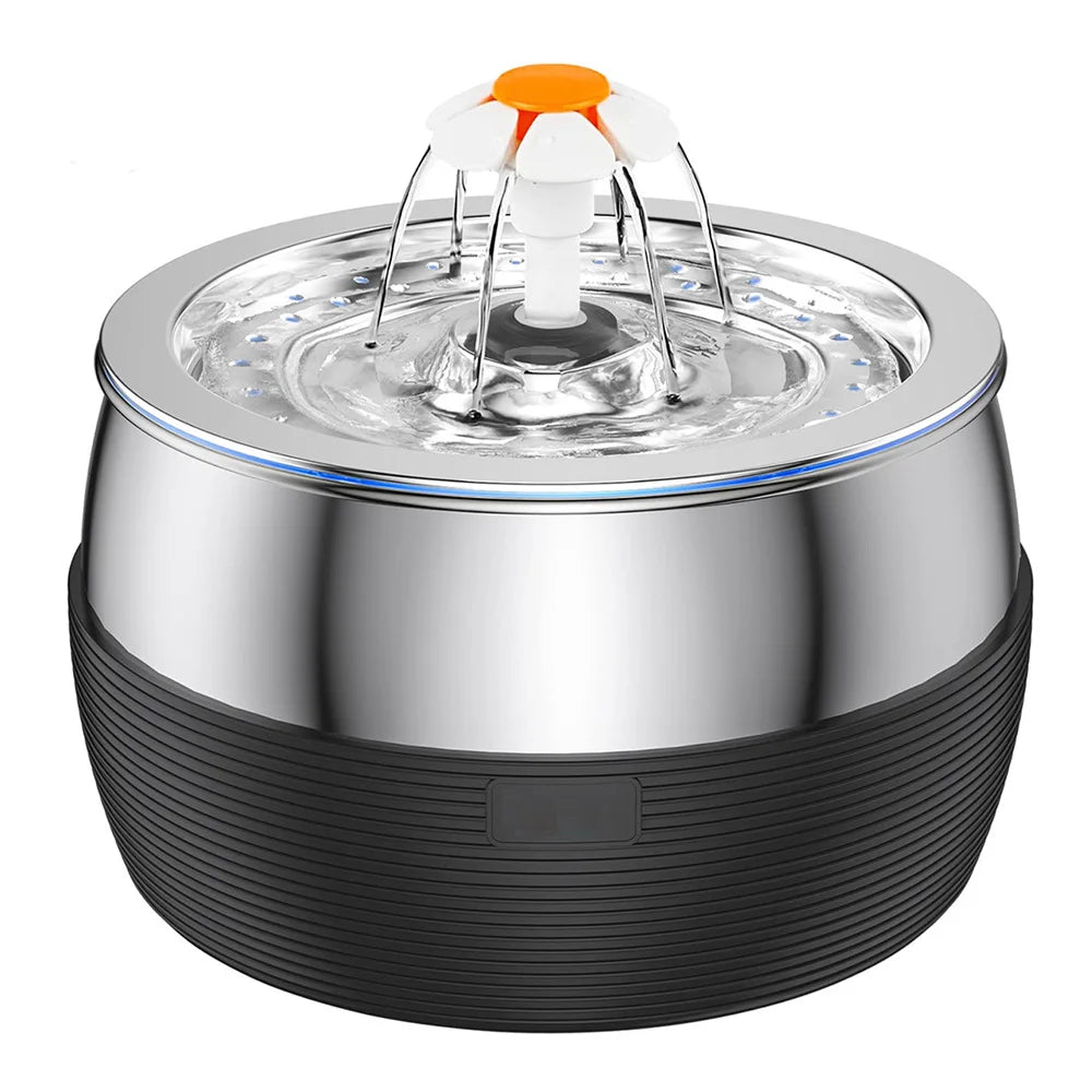 Stainless Steel Cat Fountain - 3L Automatic Pet Water Dispenser