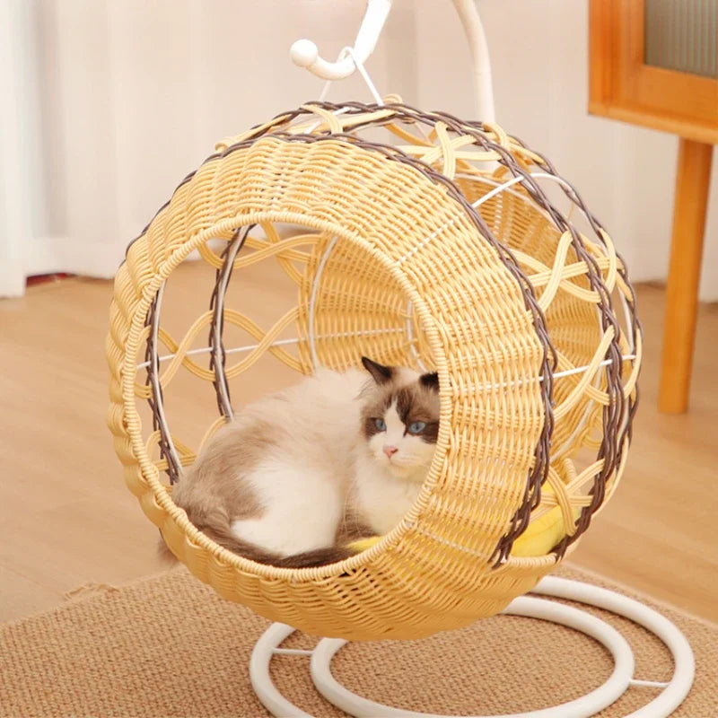 Luxurious Rattan Cat Cradle Bed – Ultimate Comfort for Your Pet