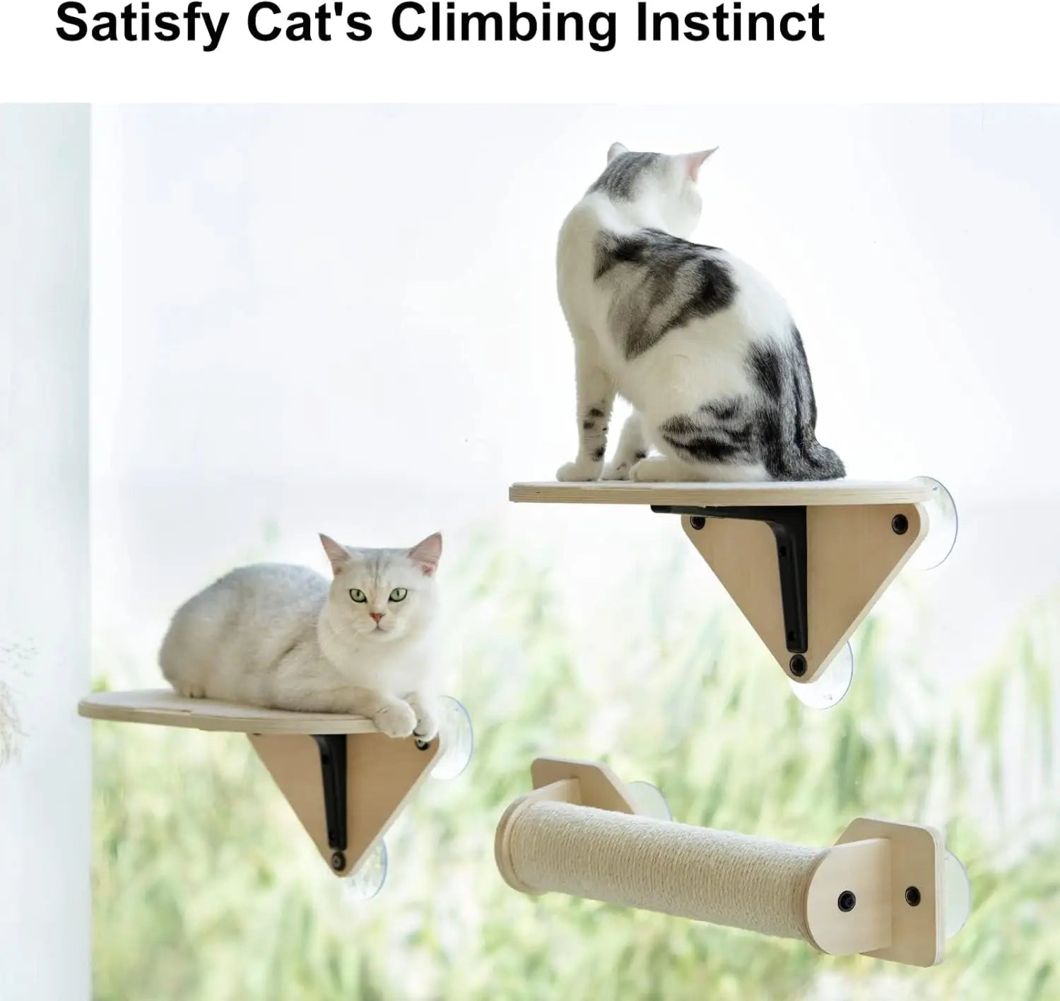 Cat Window Perch with Climbing Steps & Scratching Post