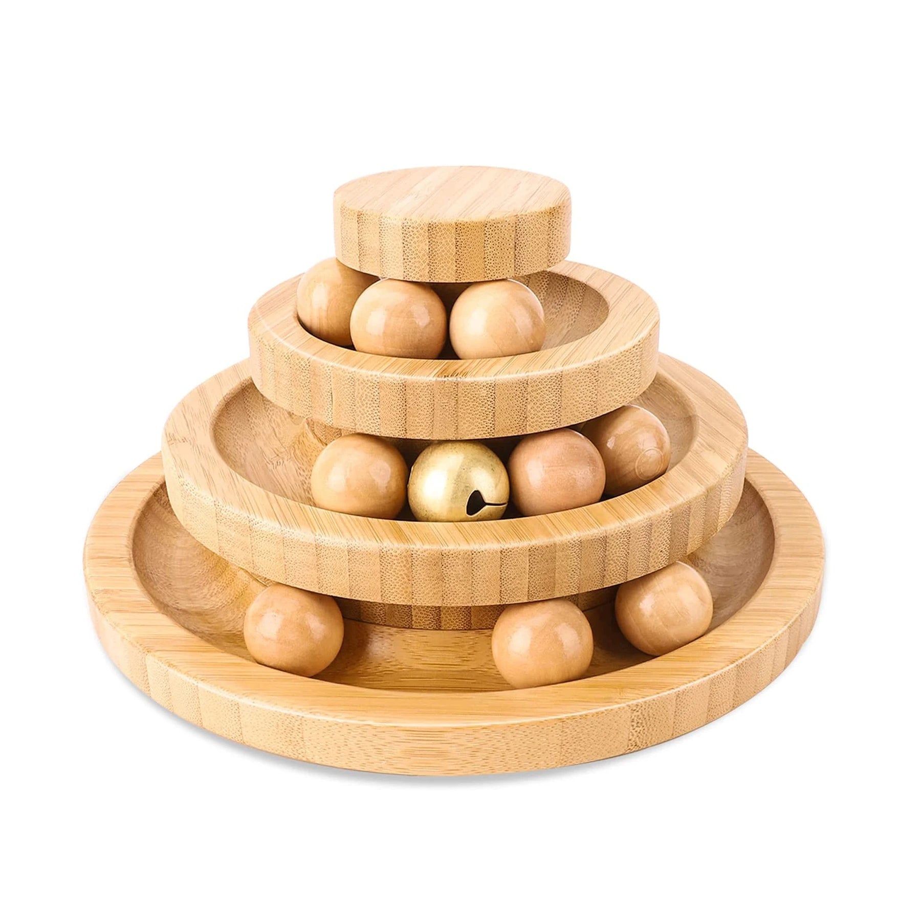 Bamboo Cat Play Tower with Rotating Balls