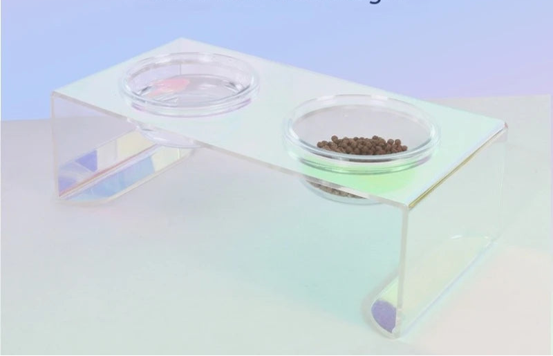 Iridescent Anti-Spill Pet Bowl Set - Elevated Comfort