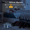 Load image into Gallery viewer, Ultra quiet pet water fountain with sound level indicator next to sleeping couple and dog in a dark bedroom.
